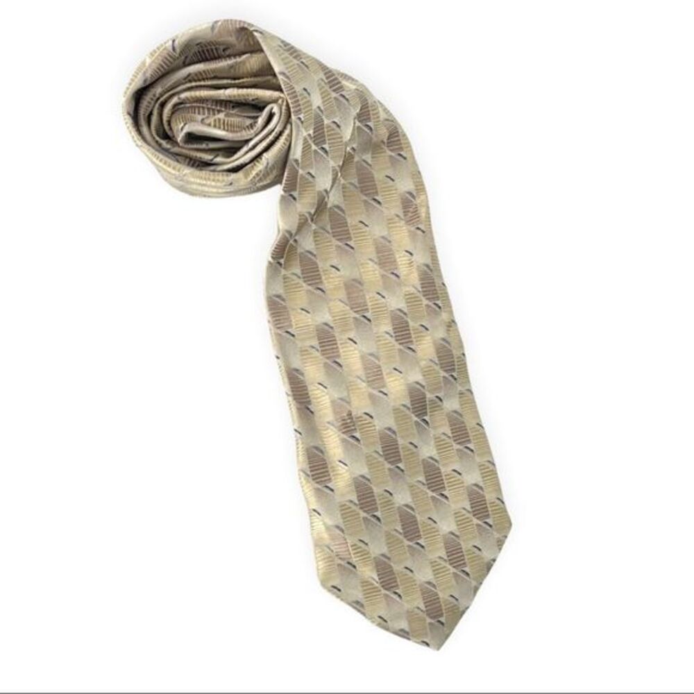 Jones New York 100% Imported Silk Tie Cream and Beige Design